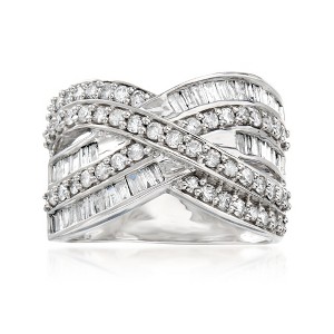 Ross-Simons 1.25 ct. t.w. Baguette and Round Diamond Highway Ring in Sterling Silver - 1 of 4