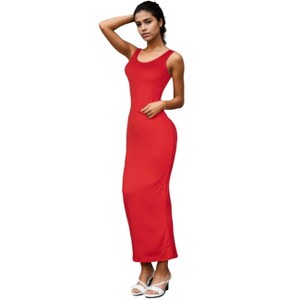 Slickblue Women's Solid Maxi Dress, Sleeveless Stretch Jersey Fabric, Casual Fit, Multi Colors Options, Size S-L - 1 of 4