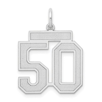 Black Bow Jewelry 14k White Gold, Jersey Collection, Medium Number 50 Pendant