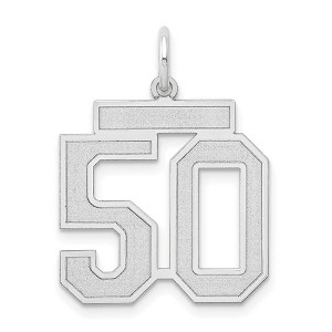 Black Bow Jewelry 14k White Gold, Jersey Collection, Medium Number 50 Pendant - 1 of 4