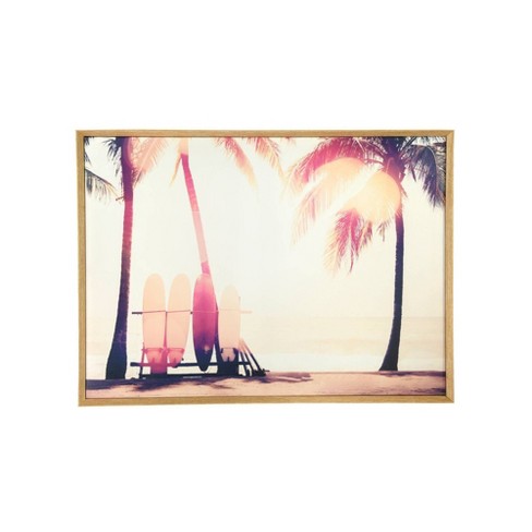 36 Surfboard And Palm Trees Framed Canvas Wall Art 3r Studios Target
