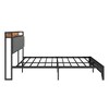 Grungis Queen Size Bed Frame with Charging Station,Metal Platform Bed with Upholstered Headboard for Bedroom - 2 of 4