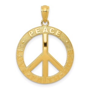 Black Bow Jewelry 14k Yellow Gold Peace, Hope, Faith, Love, Peace Sign Pendant, 20mm - 1 of 4