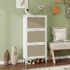 TiramisuBest Rattan 3 Door Shoe Rack, Freestanding Modern Shoe Storage Cabinet, for Entryway - 3 of 4