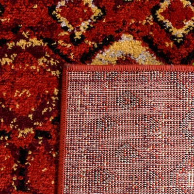 Terracotta Multi Geometric Synthetic Low Pile Area Rug