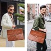 Mens Leather Briefcase 15.6 Inch Laptop Messenger Bag, Computer Shoulder Bag Professional Office Satchel for Work Business, Brown - 2 of 4