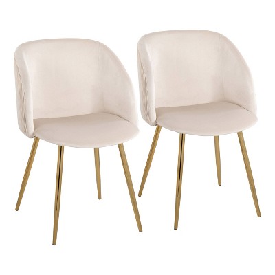 White Velvet Upholstered Arm Chair with Metal Legs