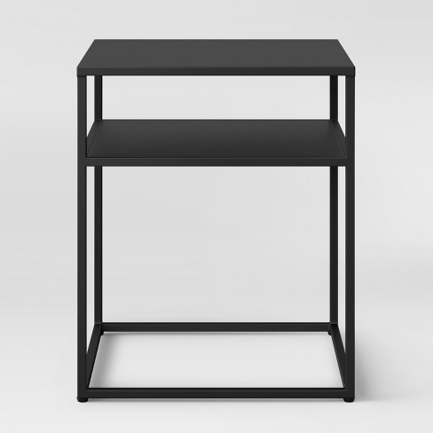 Glasgow Metal End Table Black Project, Metal Side Table With Shelf