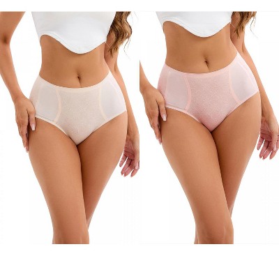 INSPIRE CHIC 2 Pcs Women's High-Waisted Underwear Briefs High Elastic Breathable Underpants