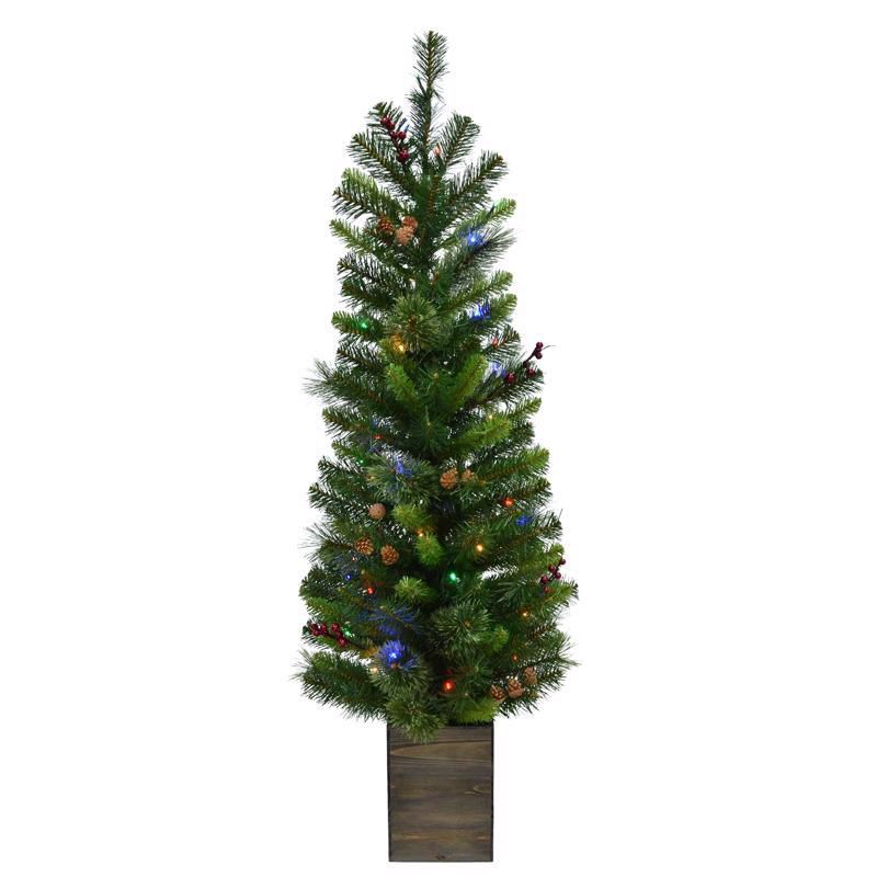 Celebrations 4 ft. Pencil Multi Color LED 50 ct Potted Tree Christmas Tree, 1 of 2