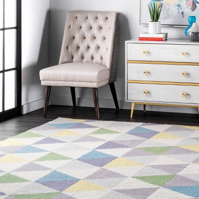 Handmade Geometric Green Wool 3' x 5' Area Rug