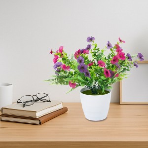 24 PCS Artificial Eucalyptus Violet Flowers with 6 PCS Fern Leaves,Real Touch Fake Flowers,UV Resistant Silk Flowers for Garden, Wedding, Home Decor - 1 of 4