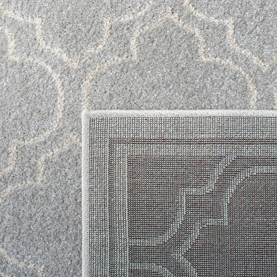 Ivory and Light Grey Geometric Synthetic 6' x 9' Area Rug