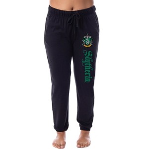 Harry Potter Womens' Slytherin House Crest Sleep Jogger Pajama Pants Black - 1 of 3