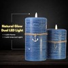 LumiPur 3.5"x7" Signature Coastal Collection Flameless LED Wax Pillar Candle Steel Blue - 4 of 4