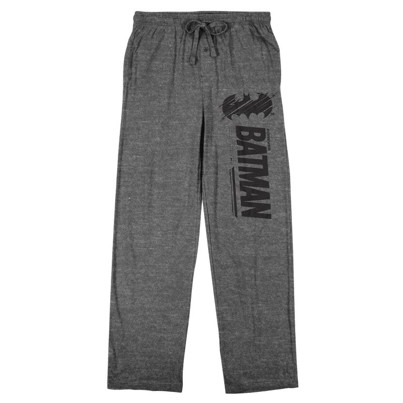 Batman Forever Title Logo Men's Charcoal Drawstring Sleep Pants, 1 of 4