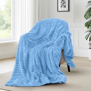 Cozy Soft Striped Fleece Blankets Decorative Plush Luxury Ribbed Warm Blanket for Couch, Sofa, Chair & Bed  - Lux Decor Collection - 1 of 4