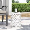 Modern Outdoor Metal End Table,Round Side Table With Iron Frame,End Table For Patio Garden Living Room,No Assembly Required-Coolbibila - 2 of 4