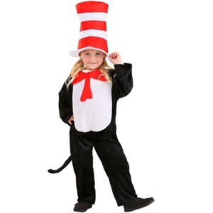 HalloweenCostumes.com 2T 4T   The Cat in the Hat Toddler Costume., Black/White/Red - 1 of 4