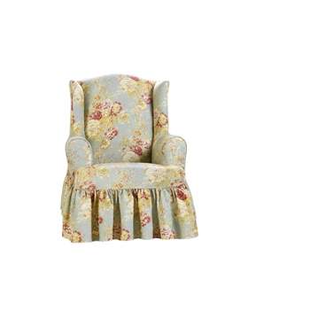 Ballad Bouquet Wing Chair Slipcover Rob's Egg Light Blue - Waverly Home