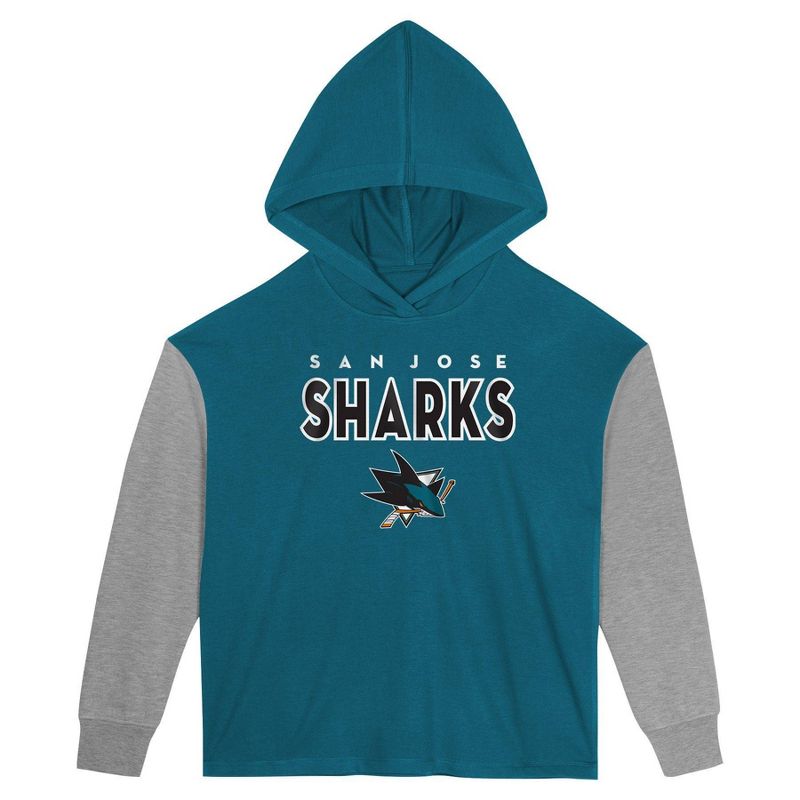 NHL San Jose Sharks Girls&#39; Poly Fleece Hooded Sweatshirt, 2 of 4