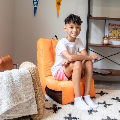 Tangerine Polyester Video Lounger Bean Bag Chair with Removable Cover