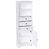 67.3 in. White Tall Storage Cabinet with 3 Drawers and Adjustable Shelves for Bathroom, Study, Office and Interior - 3 of 4
