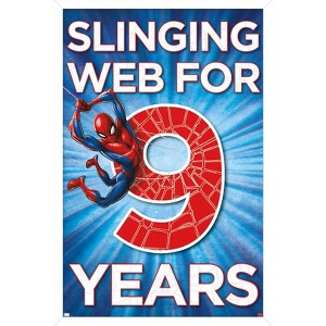 Trends International Marvel Spider-Man - Happy 9th Birthday Framed Wall Poster Prints - 1 of 4