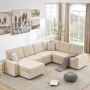 Modular Sectional Sofa, U/L-Shaped Couch w/ Removable Cover, Modern Convertible Deep Seat Sofa, Comfy Cloud Sleeper Sofa Couch for Living Room&Office - 1 of 4