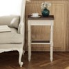 JIONJOY End Table with Wicker Shelf - Rustic Square Side Table with Espresso Tray Top - 4 of 4