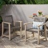 Coolbibila Modern Wicker Wooden Outdoor Poolside Lounge Chair Set of 2,Patio PE Rattan Woven Back Kitchen Dining Chair,Acacia Wood Garden Chair - 2 of 4