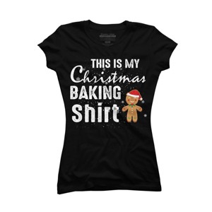 Junior's Design By Humans Gingerbread Christmas Baking Shirt By shirtpublic T-Shirt - 1 of 3