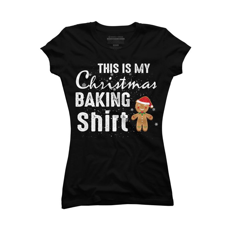 Junior's Design By Humans Gingerbread Christmas Baking Shirt By shirtpublic T-Shirt, 1 of 4