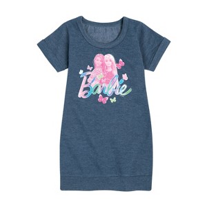 - Barbie - Tie Dye and Butterflies Flutter Around Barbie Graphic Short Sleeve Fleece Dress - 1 of 3