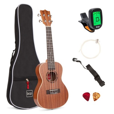 Best Choice Products 23in Acoustic Concert Sapele Ukulele Starter Kit w/ Gig Bag, Strap, Picks, Electric Tuner
