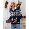 Clearlove Mens Ugly Christmas Sweaters Snowflakes Holiday Reindeer Printed Shawl Collar Knitted Long Sleeve Pullover Jumpers - 2 of 4