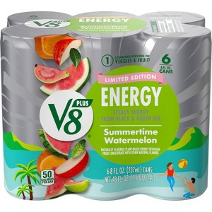 V8 +Energy Summertime Watermelon Energy Drink - 6pk/8 fl oz Cans - 1 of 4