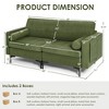 Costway Modern Loveseat 2-Seat Sofa Couch w/ 2 Bolsters & Side Storage Pocket Army Green - 4 of 4