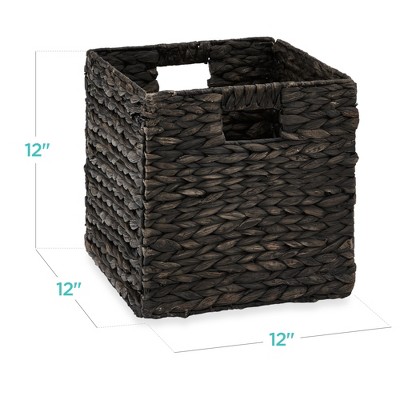 Black Handwoven Hyacinth Foldable Storage Baskets, Set of 5