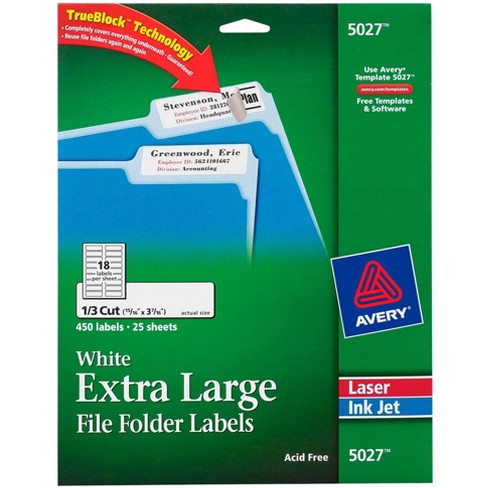 Avery Printable File Folder Labels, 15/16 X 3-7/16 Inches, White, Pack ...