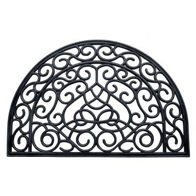 RugSmith Black Moulded Vines Half-round Rubber Doormat Doormat