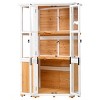 Coolbibila-63'' Tall Garden Wood Storage Cabinet, Mini Greenhouse Cold Frame With Waterproof- Roof And Lockable Door For Backyard, Storage Sheds - 2 of 4