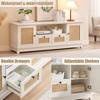 Rattan TV Stand for 65 Inch TV, White Entertainment Center for Living Room, Boho TV Console with 2 Cabinets & Drawer, TV Stand with Storage - 4 of 4