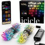 Twinkly Icicle App-Controlled LED Christmas Lights 190 RGB+W (16 Million Colors + White) Clear Wire. Indoor/Outdoor Smart Lighting Decoration (4 Pack)