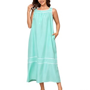 Women's Sleeveless Long Nightgown, Soft Flowy Tiered Sleep Dress with  Button Detail, Loose Comfy Loungewear Nightshirt : Target