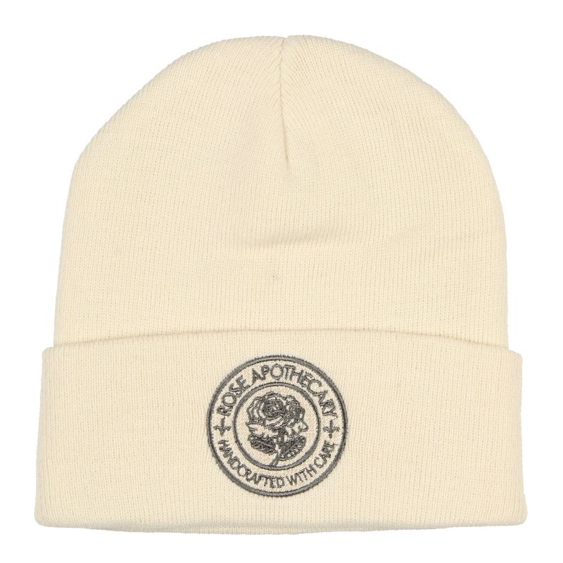Schitt's Creek Rose Apothecary Handcrafted With Care Beanie Skull Cap Hat Off-White, 1 of 5