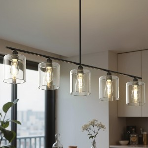 YANSUN 5-Light   Black  Kitchen Island Pendant Light with Clear Glass Shades No Bulbs Included - 1 of 1