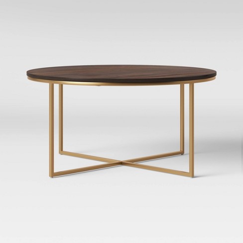 Dale Round Wood Coffee Table With Brass Base Coffee Brown Project 62 Target