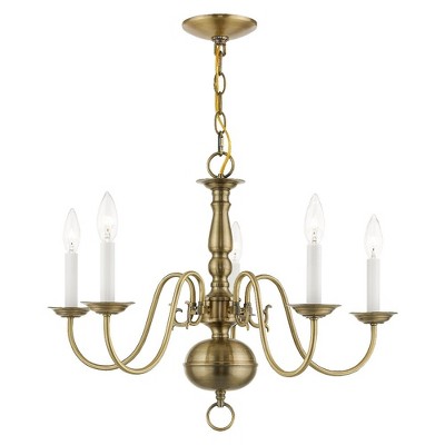 Livex Lighting Williamsburgh 5 - Light Chandelier in  Antique Brass