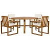 5-Piece Wood Outdoor Dining Set with Round Table and 4 Cushioned Armchairs, Patio Dining Set for Garden, Balcony, or Backyard – The Pop Home - 3 of 4